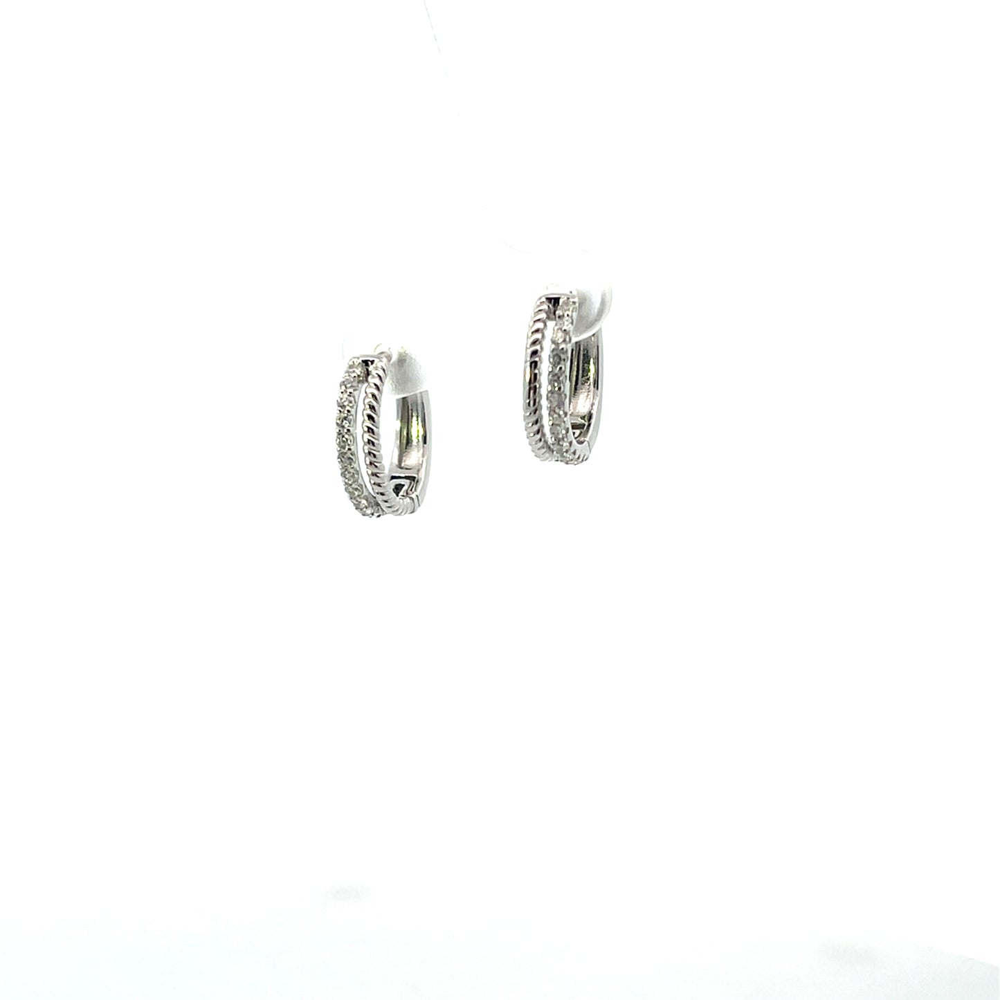 2 ROW ROPE AND PAVE HOOPS SILVER