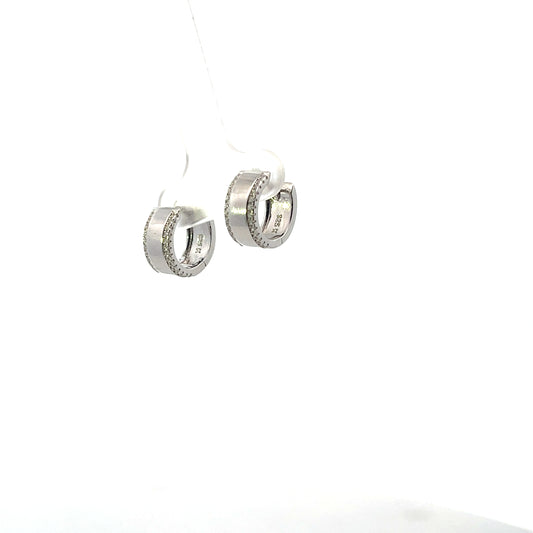 SOLID HOOPS WITH PAVE BORDERS SILVER