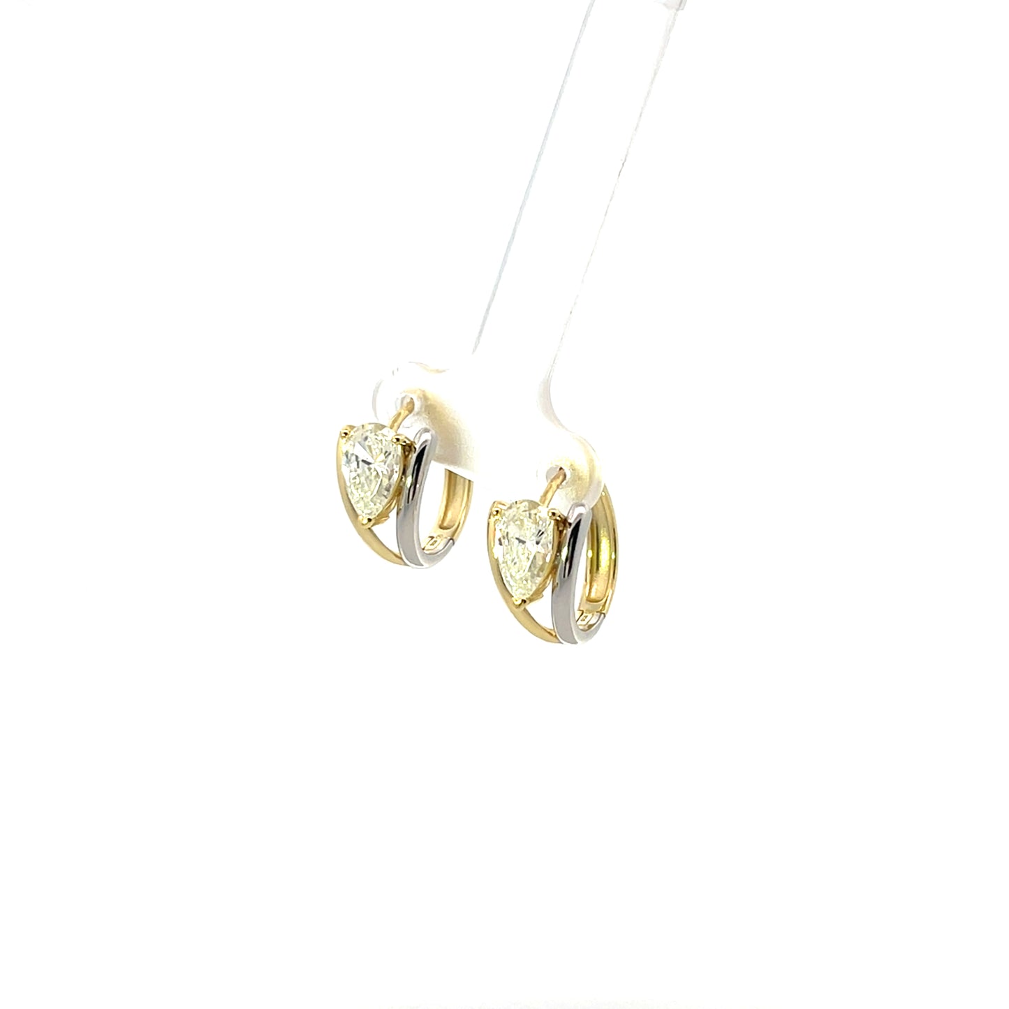 2 TONE MIX HOOPS WITH PEAR SOLITAIRE