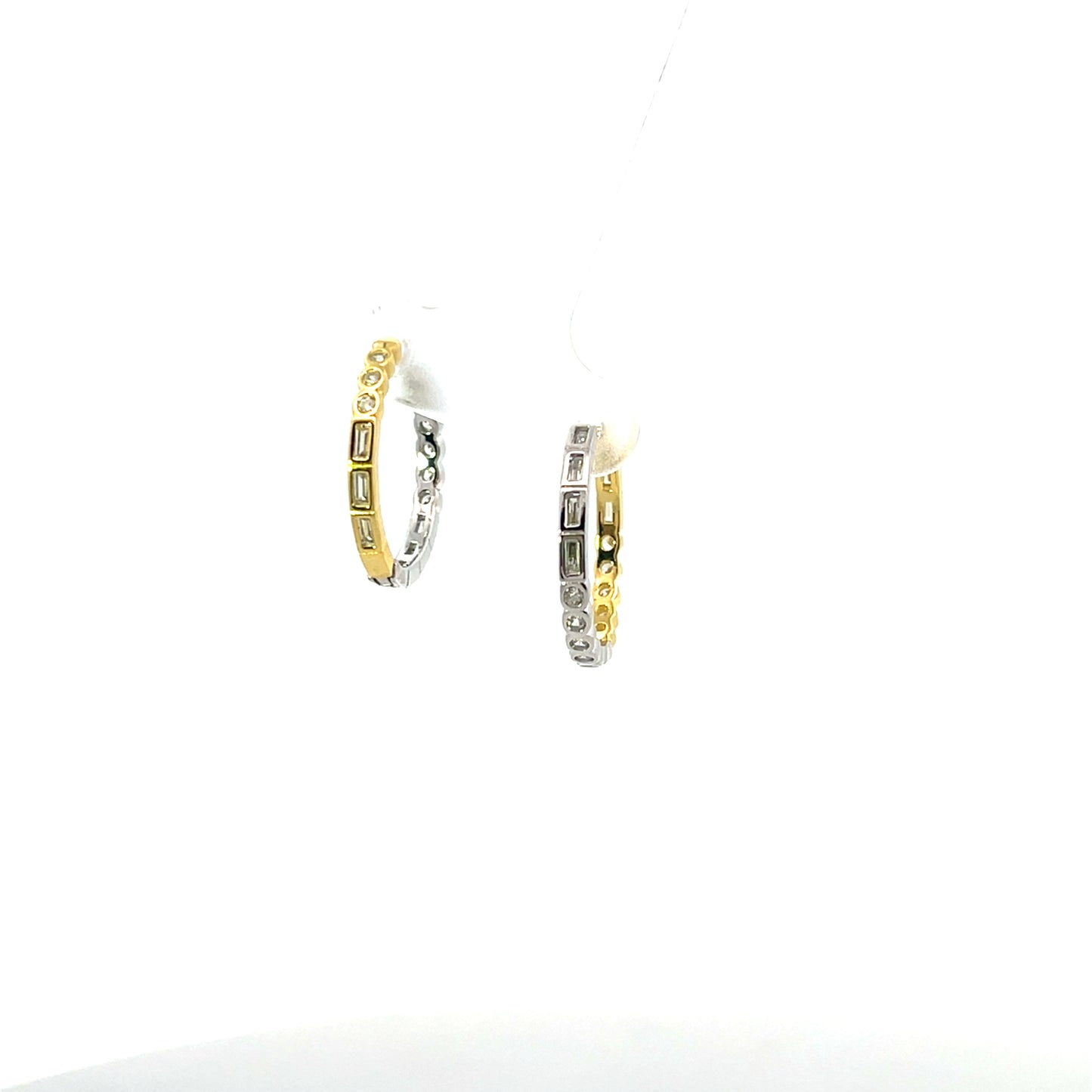 MIX HALF AND HALF CZ BEZEL HOOPS