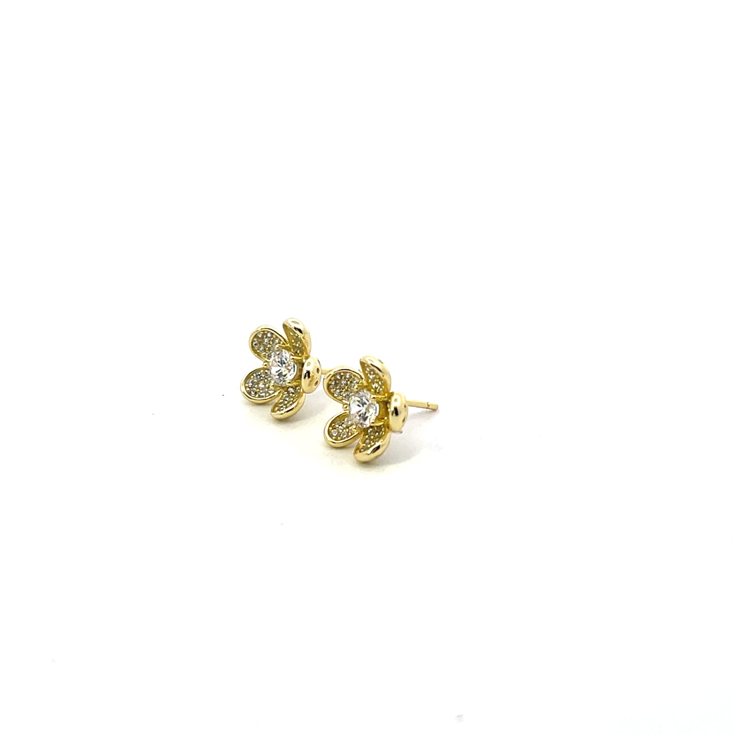 PAVE FLOWERS WITH SOLITAIRE EARRINGS SGP