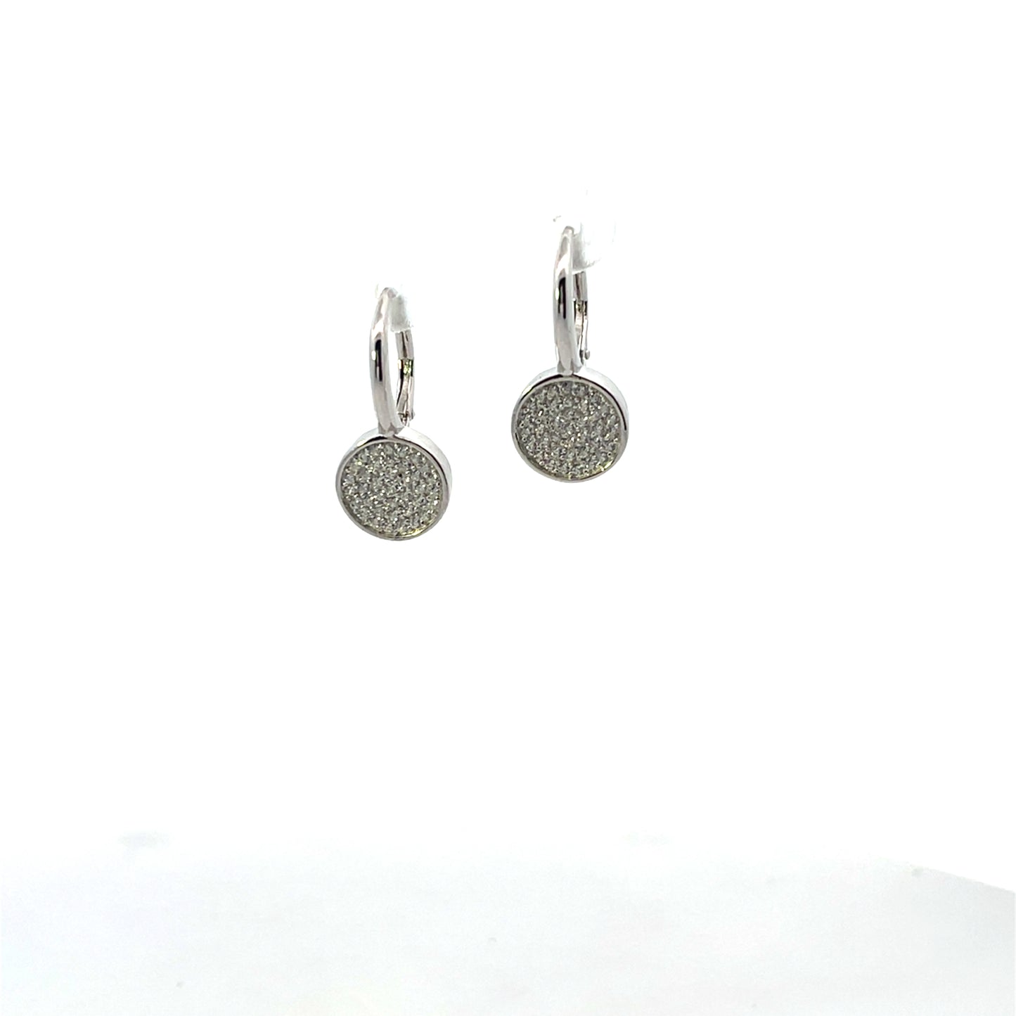 CIRCLE PAVE PENDANT EARRINGS SILVER