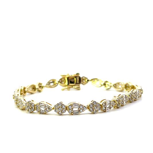 TENNIS BRACELET ROUND AND PEAR WITH PAVE SGP 7"