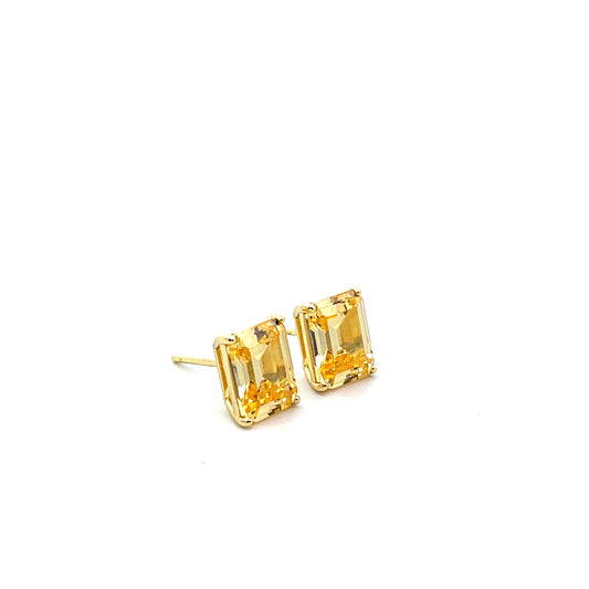 EMERALD CUT SOLITAIRE EARRINGS SGP YELLOW