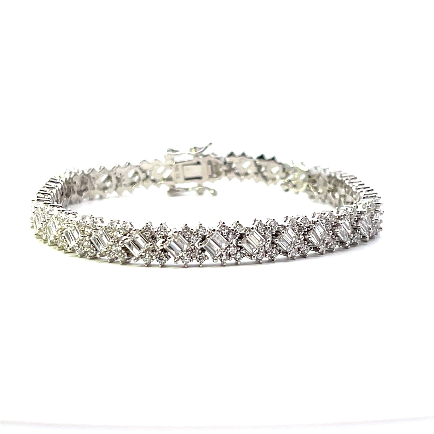TENNIS BRACELET BAGUETTES WITH CZ SILVER 7"