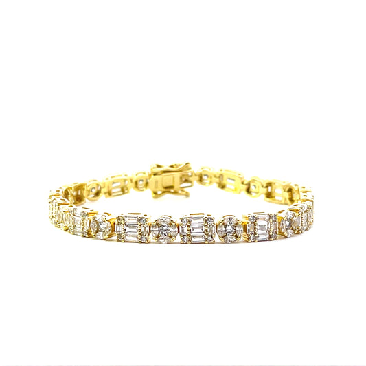 TENNIS BRACELET SQUARE AND CIRCLE WITH BAGUETTE SGP 7"