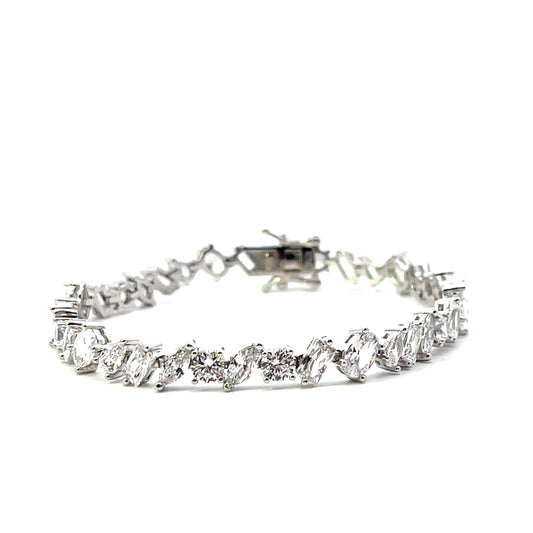 TENNIS BRACELET MULTISHAPE SILVER 7"