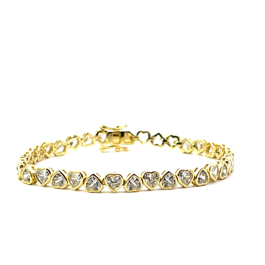 TENNIS BRACELET HEARTS WITH BEZEL SGP 7"