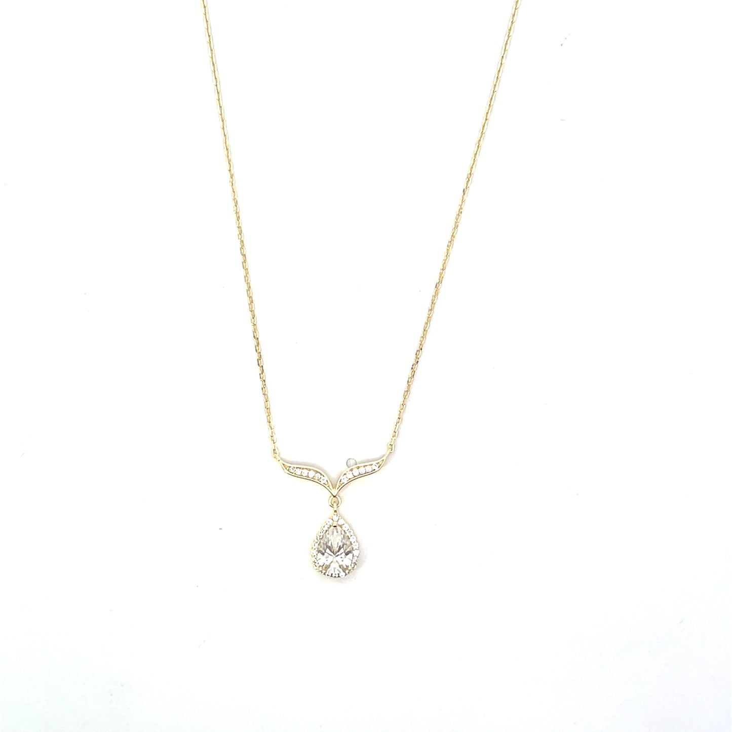 PEAR DROP WITH HALO CHARM NECKLACE SGP
