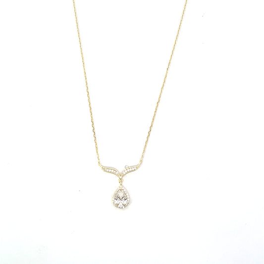 PEAR DROP WITH HALO CHARM NECKLACE SGP