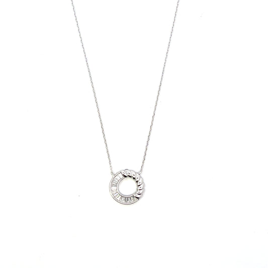 HOLLOW CIRCLE WITH BAGUETTE NECKLACE