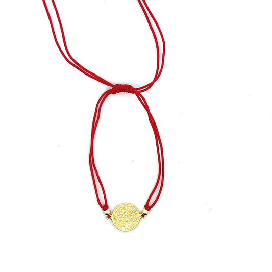 SAN BENITO RED STRING SILVER GOLD PLATING BRACELET