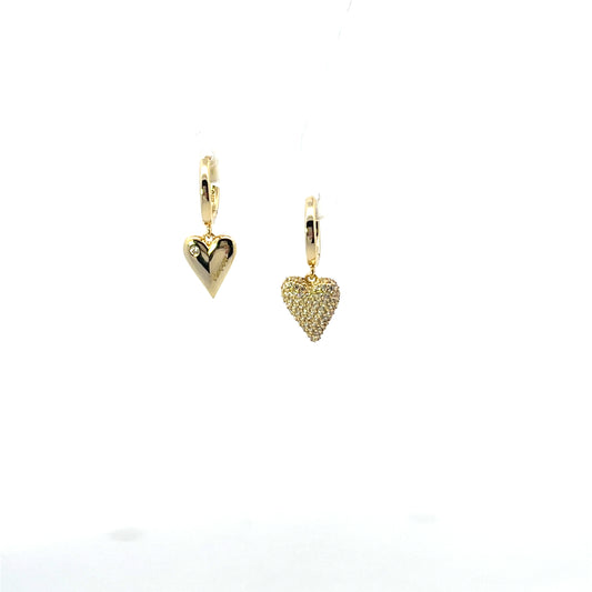 HOOPS WITH HEART CHARM ASYMETRICAL SGP