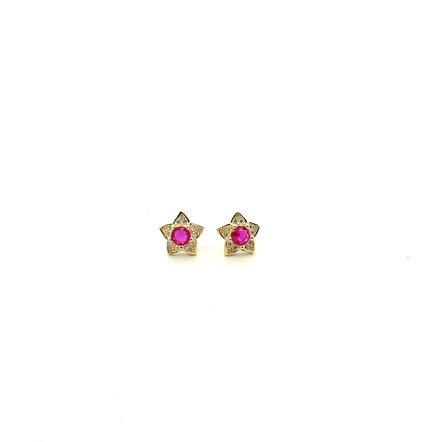 SMALL FLOWER WITH HOT PINK  SOLITAIRE STUD