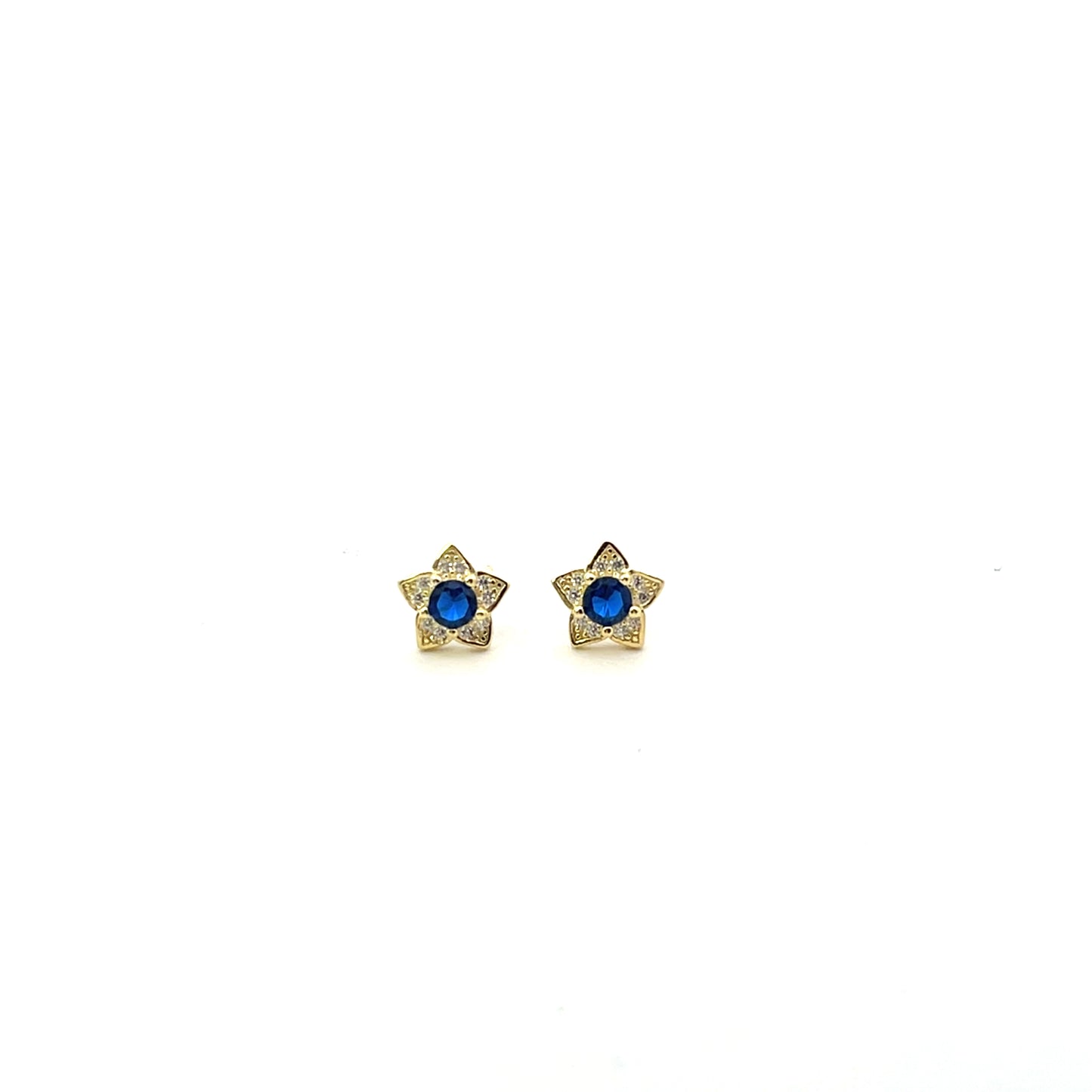 SMALL FLOWER WITH BLUE SOLITAIRE STUD