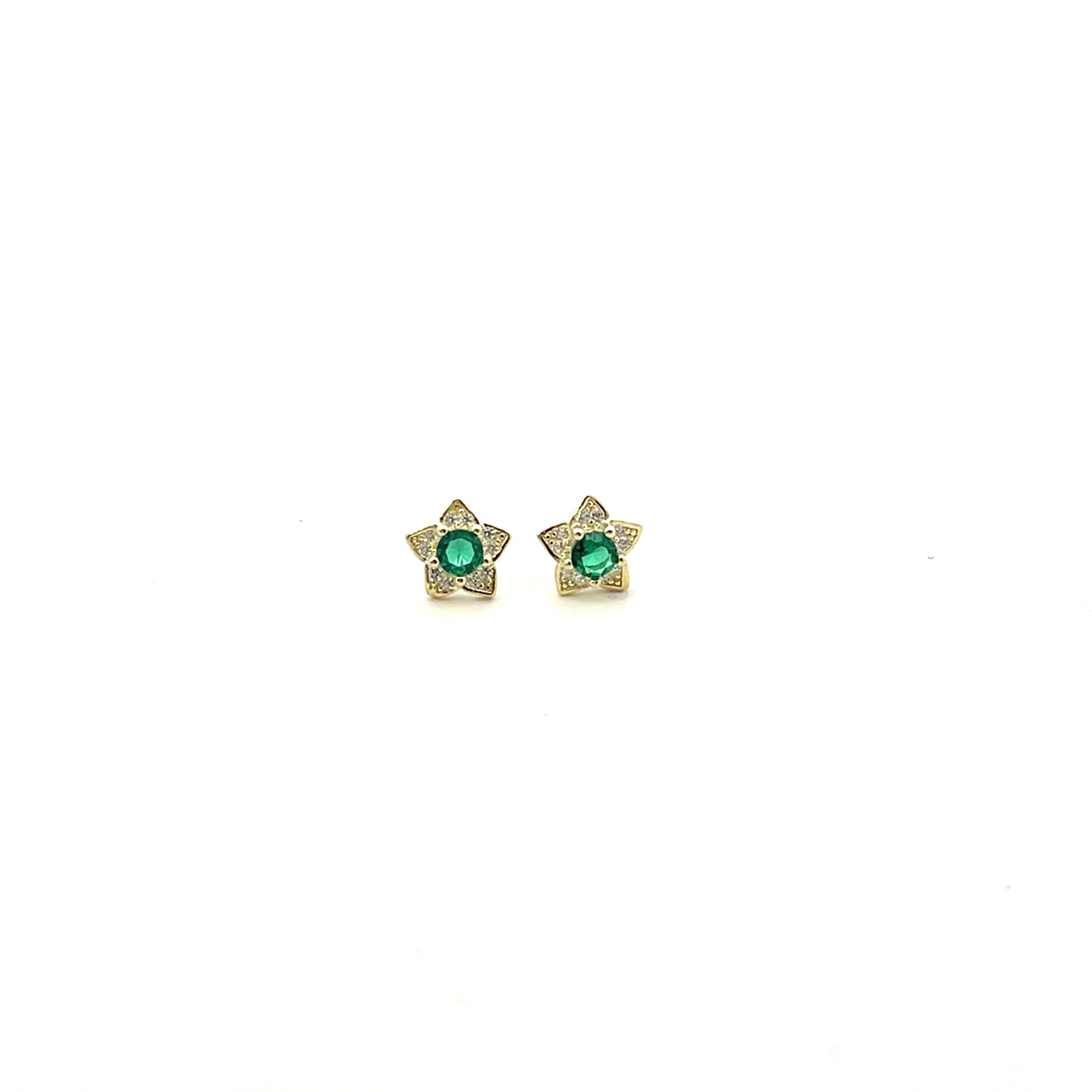 SMALL FLOWER WITH GREEN SOLITAIRE STUD