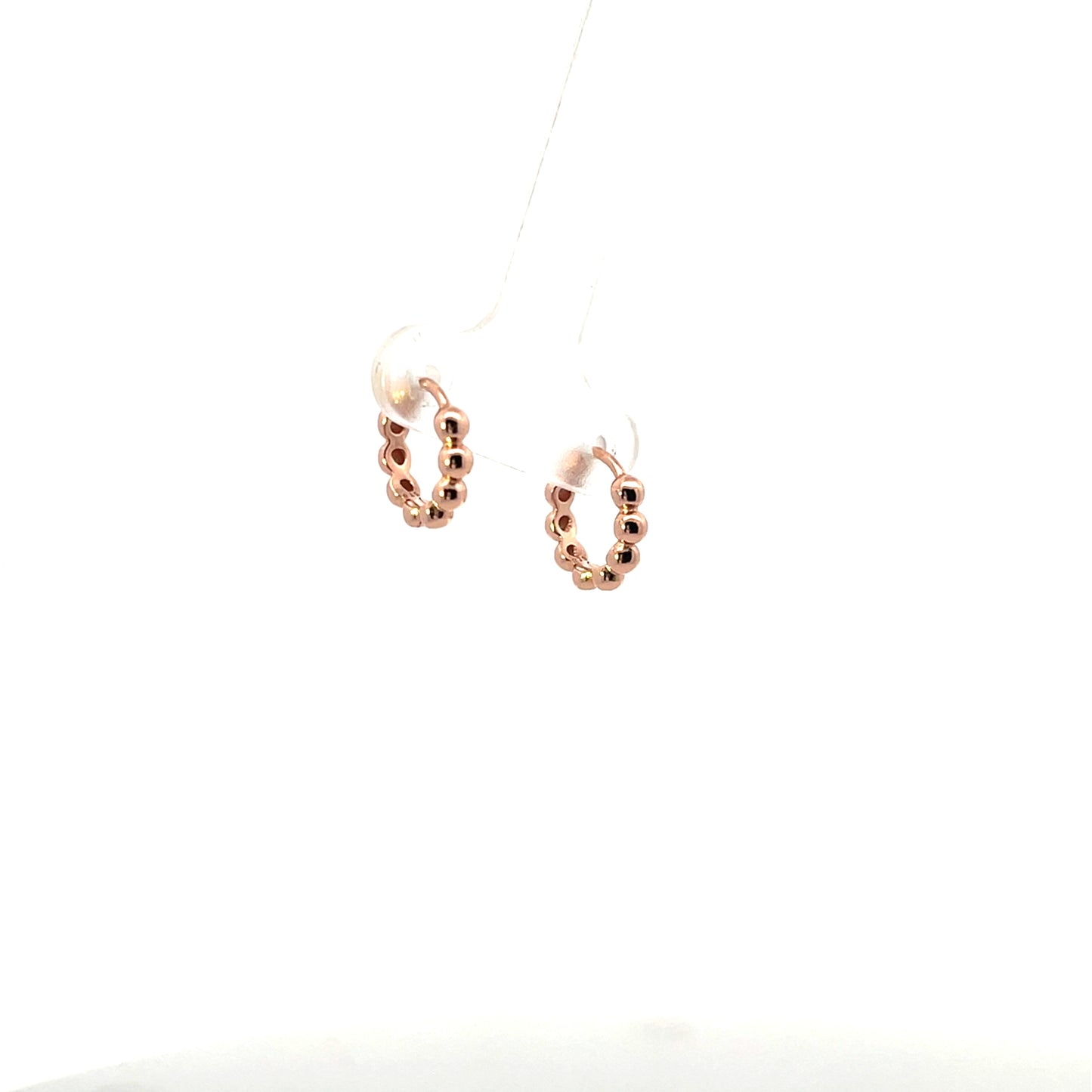 SMALL BEADED HOOPS ROSE GOLD