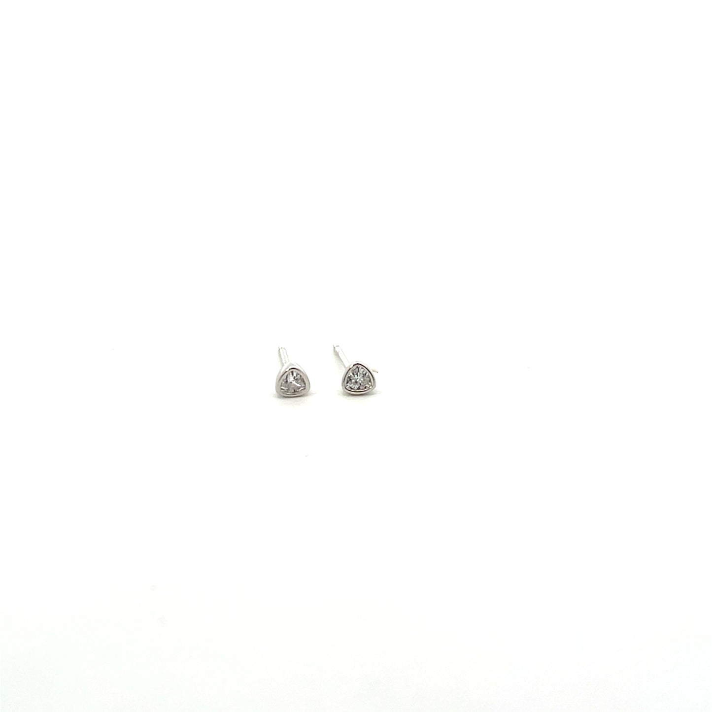 TRIANGLE MINI STUDS WITH BEZEL SILVER