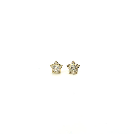 SMALL FLOWER WITH CLEAR SOLITAIRE STUD