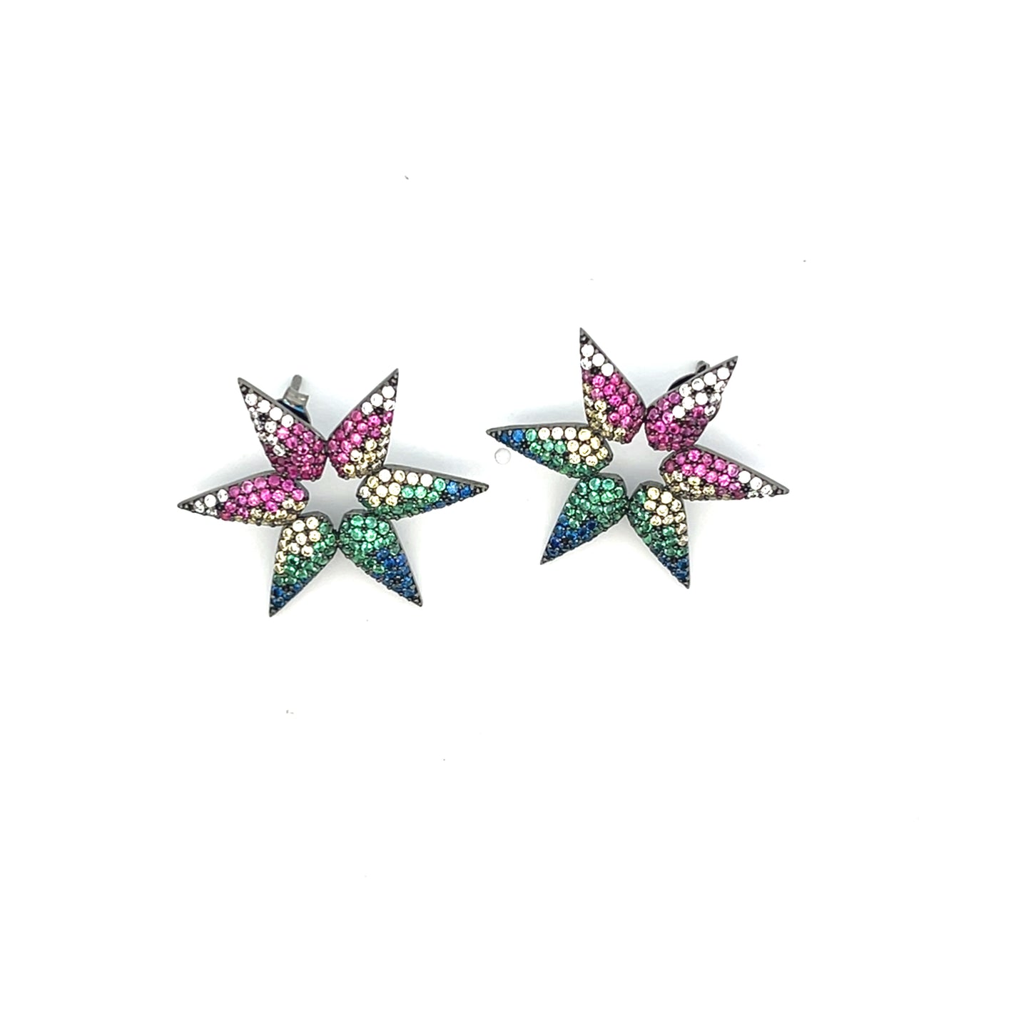 MULTICOLOR PAVE STAR EARRINGS SGP