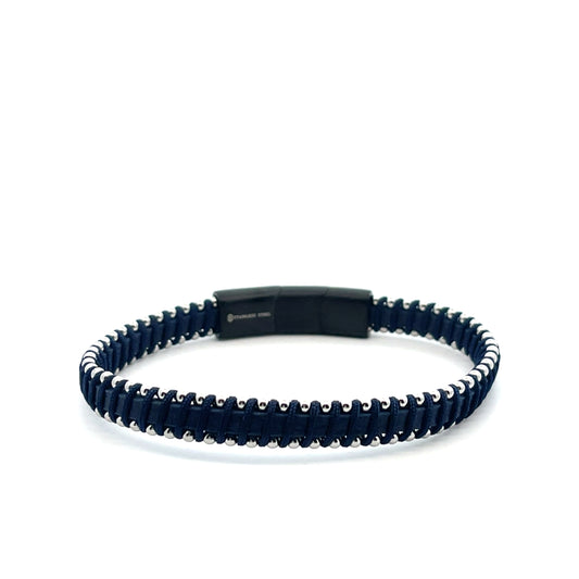 METALLIC BEADED  SILVER MENS BRACELET