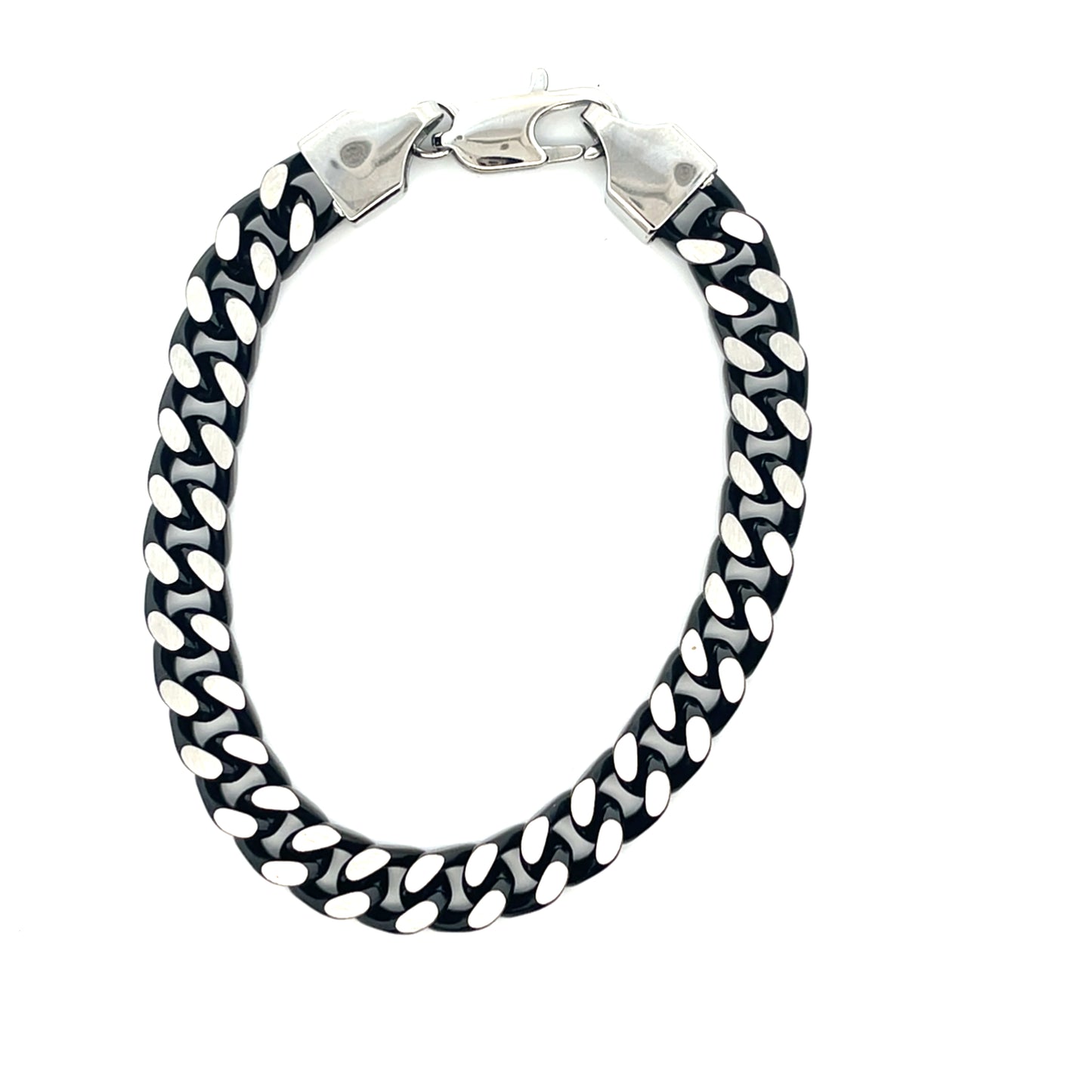 METALLIC BLACK CUBAN CHAIN MENS BRACELET