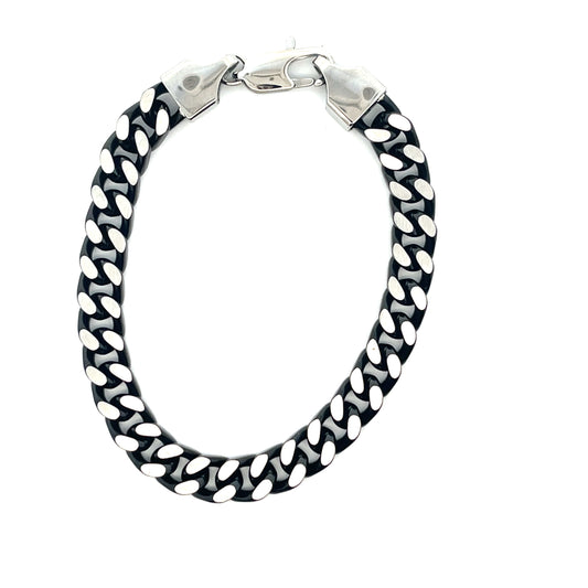 METALLIC BLACK CUBAN CHAIN MENS BRACELET