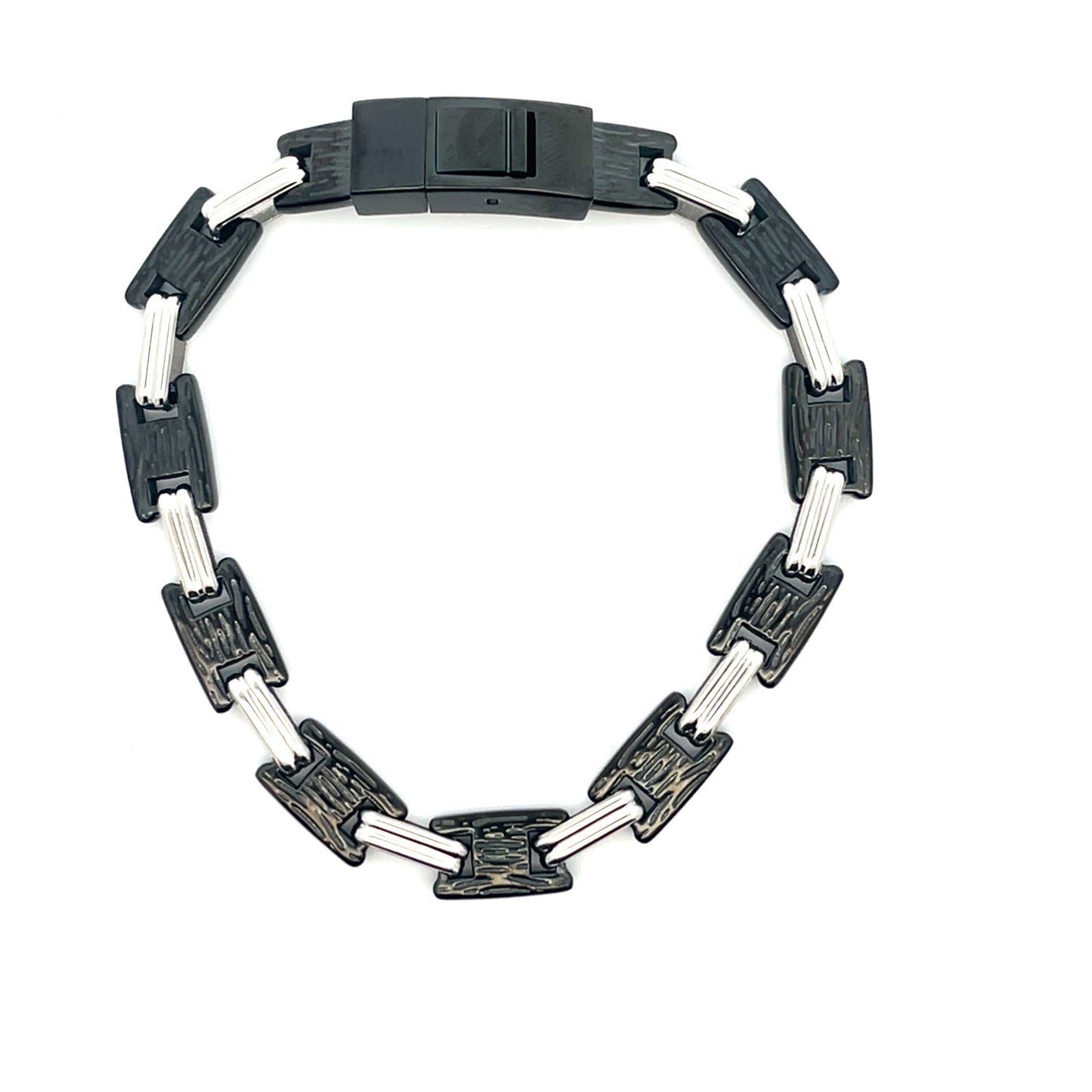 METALLIC AND BLACK MENS BRACELET