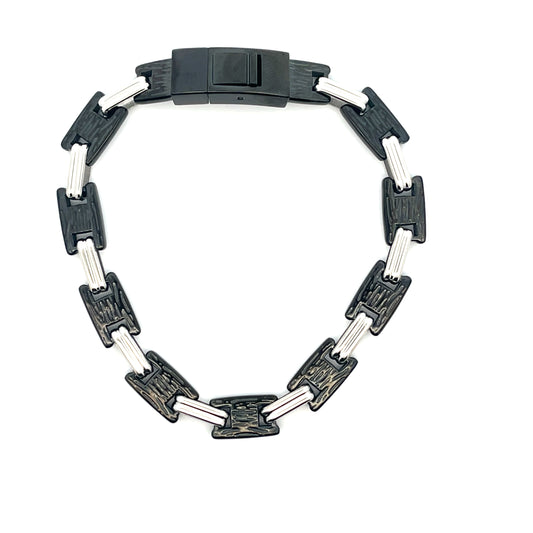 METALLIC AND BLACK MENS BRACELET
