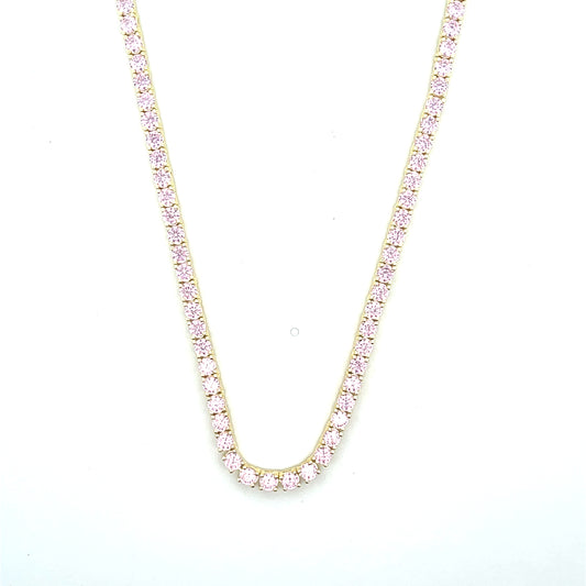 PINK TENNIS NECKLACE 3MM 18" SGP