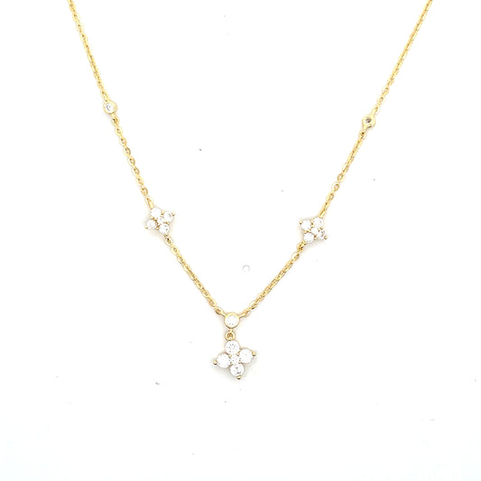 3 FLOWER 3 CZ NECKLACE