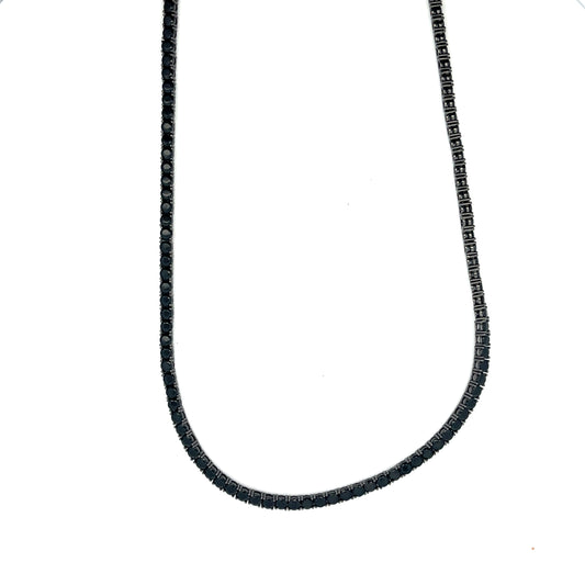 BLACK UNISEX TENNIS NECKLACE 3MM 22" SILVER