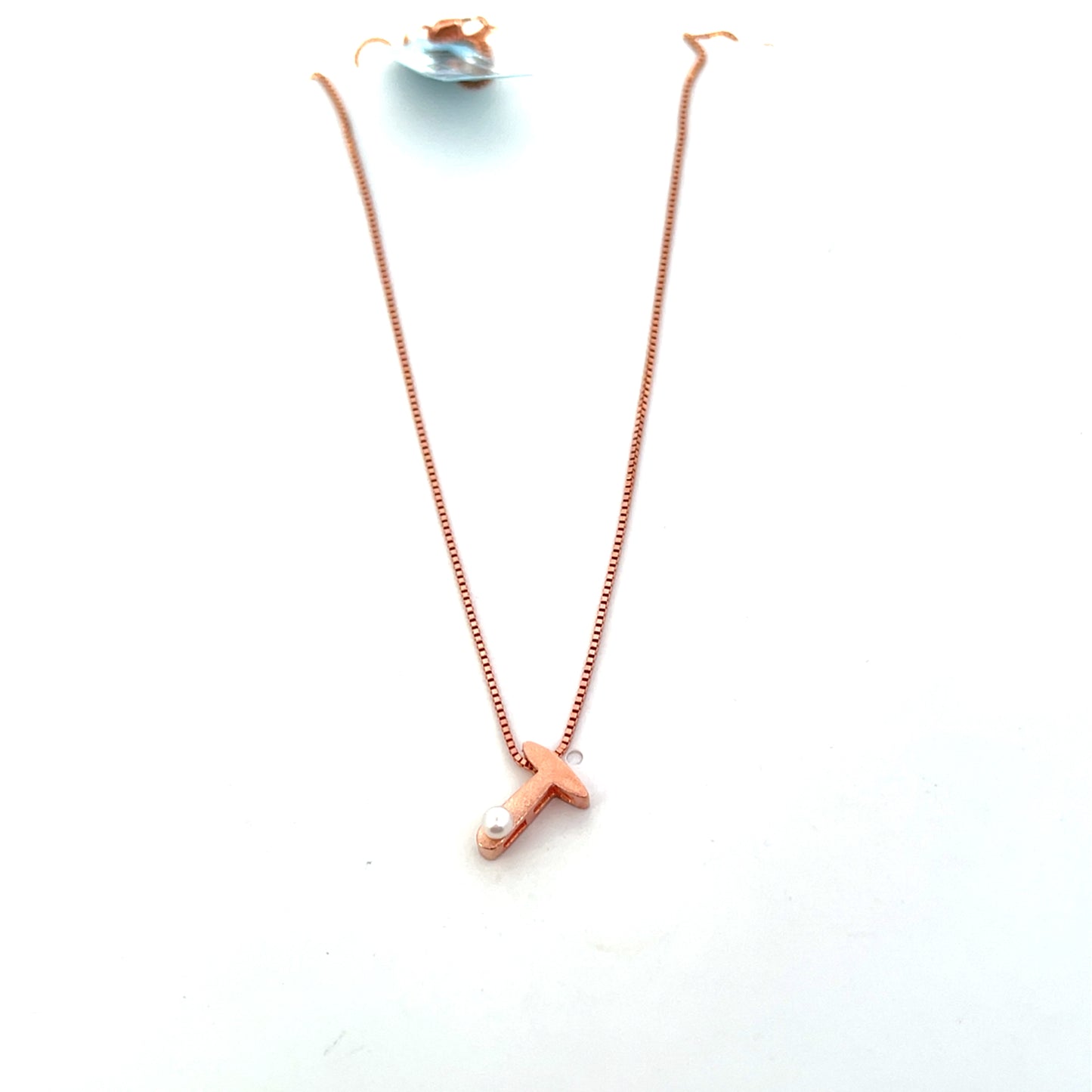 LETTER NECKLACE WITH MINI PEARL ROSEGOLD