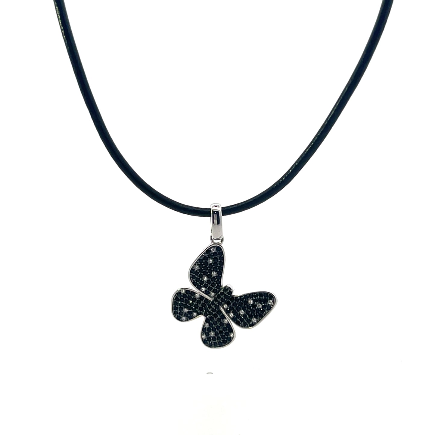 RED LEATHER STRING NECKLACE WITH BUTTERFLY CHARM