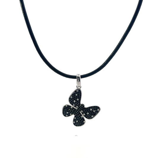RED LEATHER STRING NECKLACE WITH BUTTERFLY CHARM