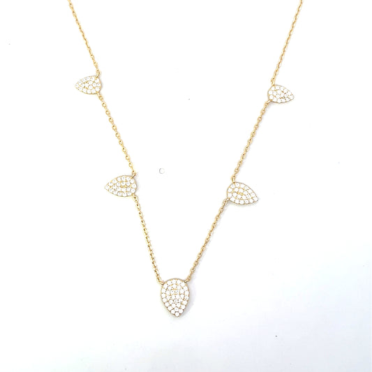 PAVE LEAF CHARM NECKLACE SGP