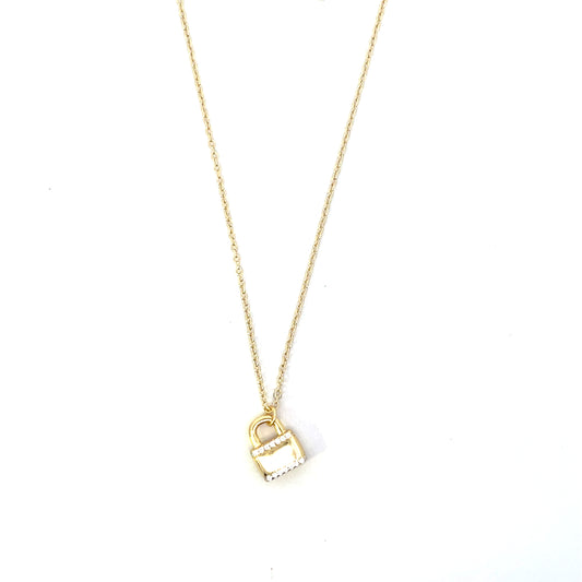 SOLID LOCK WITH PAVE NECKLACE SGP