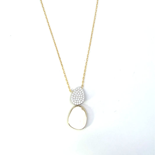SOLID AND PAVE COIN NECKLACE SGP