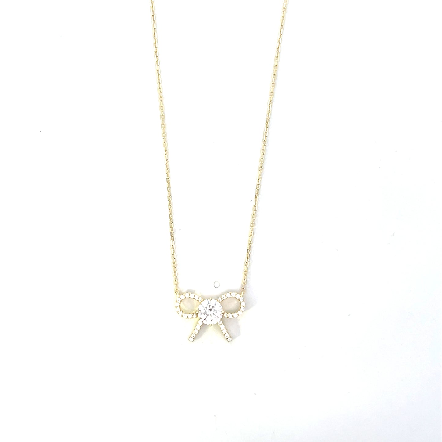 PAVE BOW WITH SOLITAIRE NECKLACE