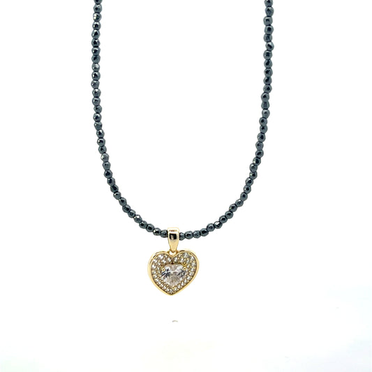 ALL AROUND BEADED SILVER WITH HEART