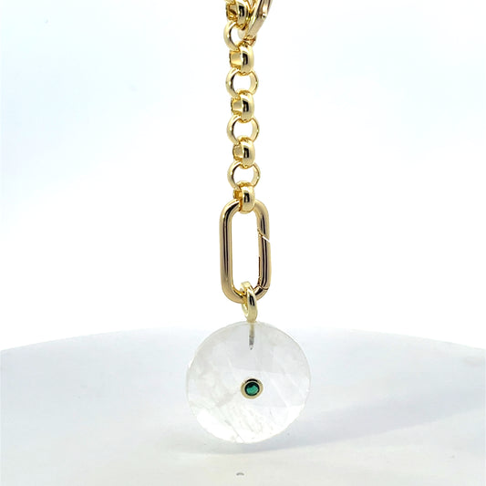 CHUNKY 22" CHAIN NECKLACE WITH MOONSTONE CHARM CONNECTOR