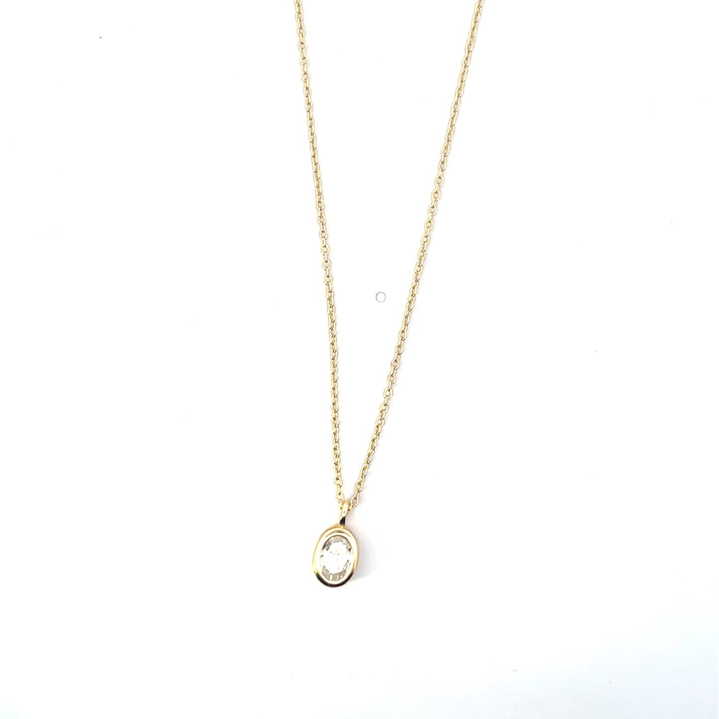 OVAL SOLITAIRE BEZEL NECKLACE CLEAR SGP