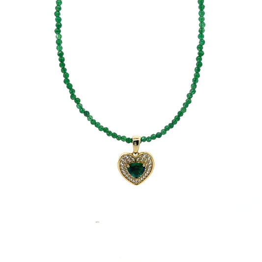 ALL AROUND BEADED GREEN WITH HEART 1