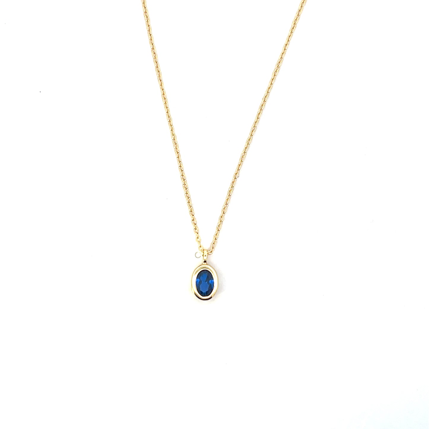 OVAL SOLITAIRE BEZEL NECKLACE BLUE SGP