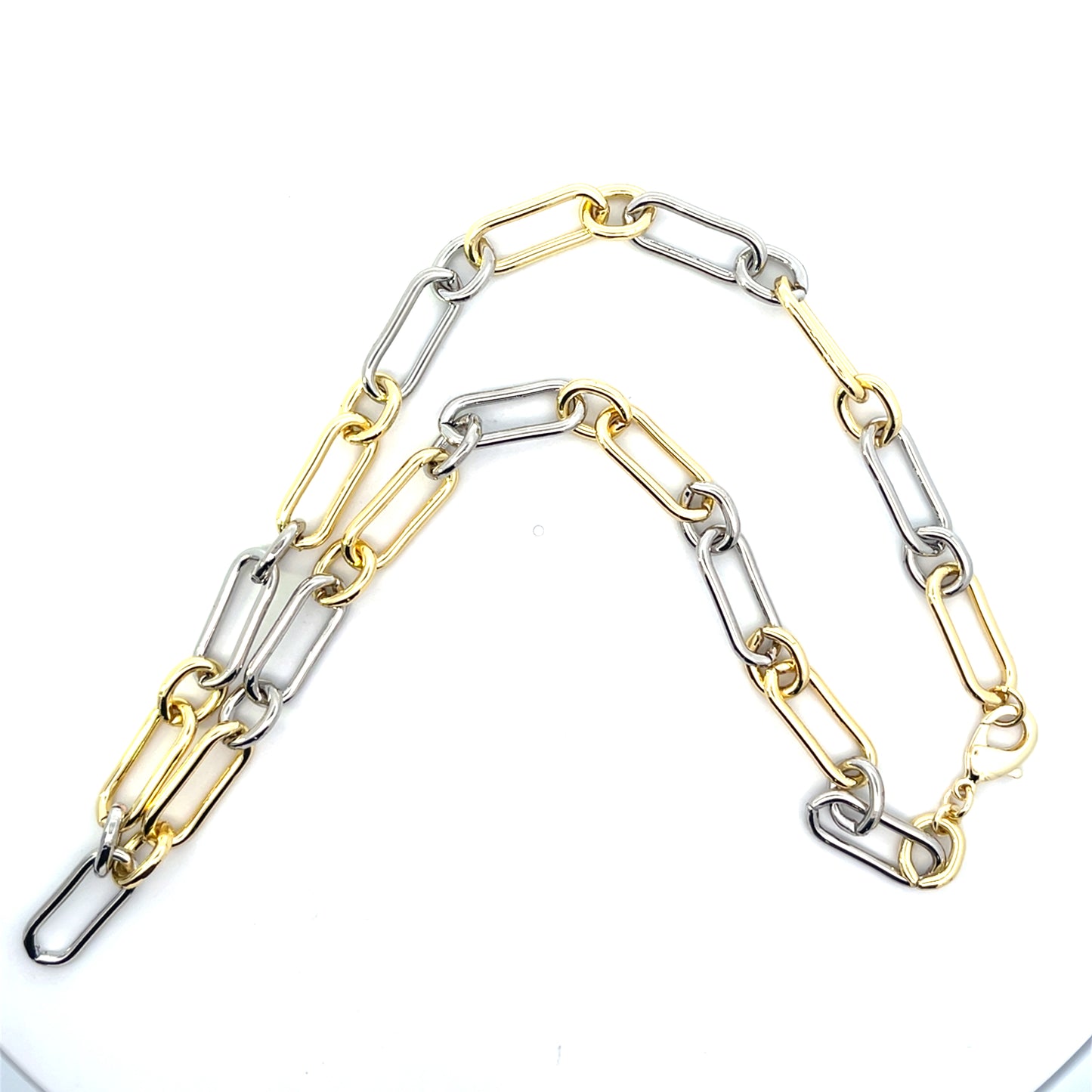 2 TONE CHUNKY CLIP CHAIN NECKLACE