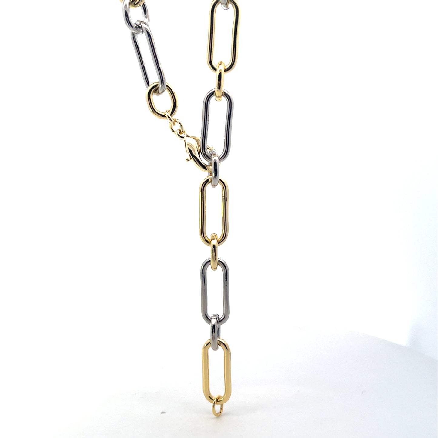 2 TONE CHUNKY CLIP CHAIN NECKLACE