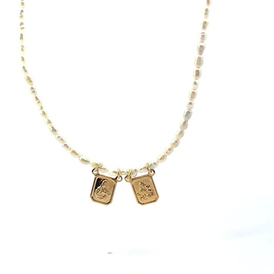 ALL AROUND MINI PEARL NECKLACE WITH SCAPULARY