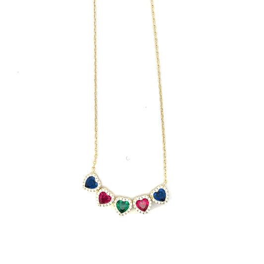5 MULTI COLOR HEART NECKLACE SGP