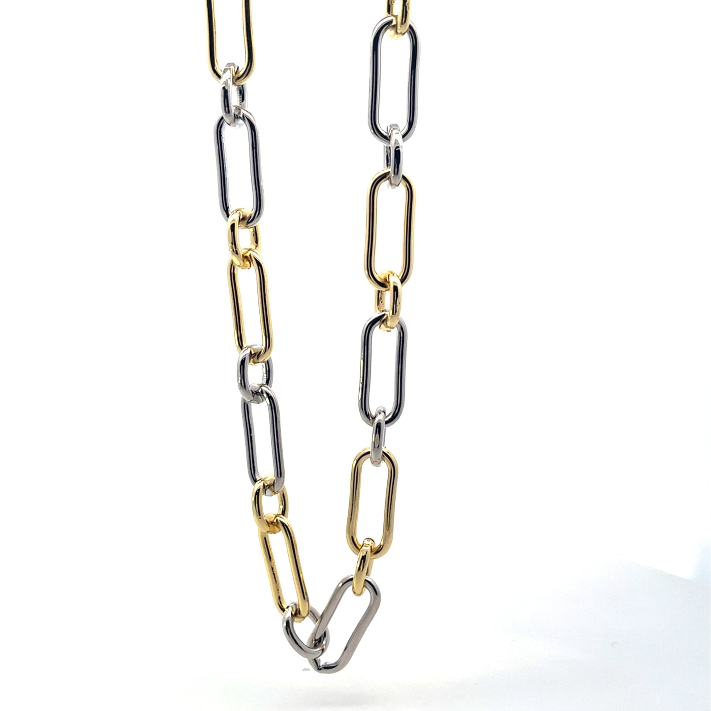 2 TONE CHUNKY CLIP CHAIN NECKLACE