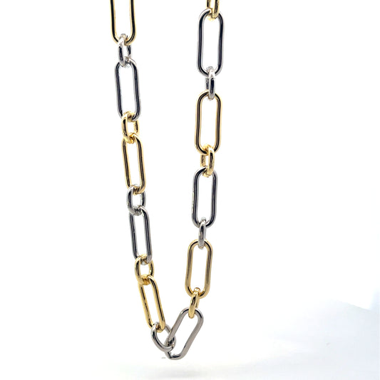 2 TONE CHUNKY CLIP CHAIN NECKLACE
